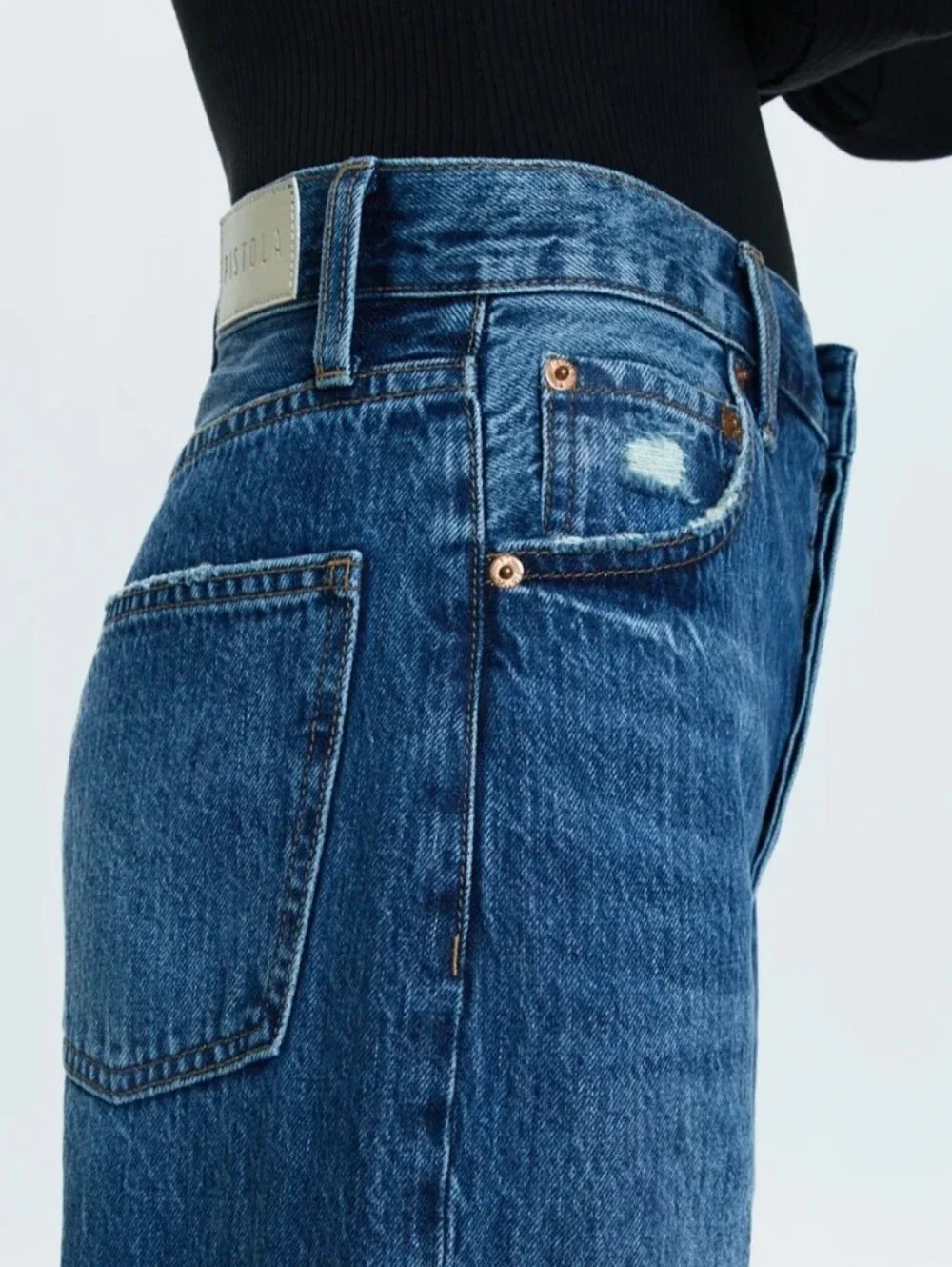 Pistola Ryder High Rise Cuffed Straight Jean In Fulton - Picture 8 of 16